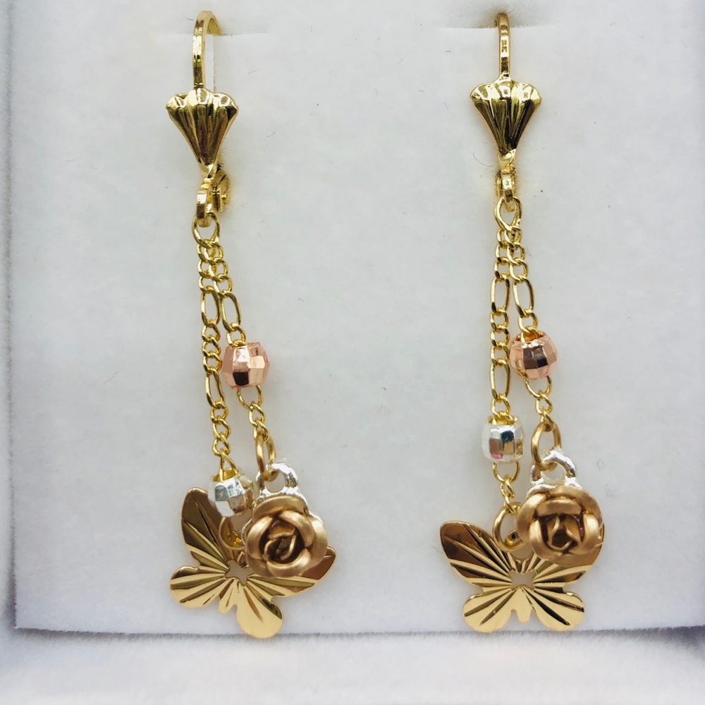 Dangle chain butterfly earrings gold plated